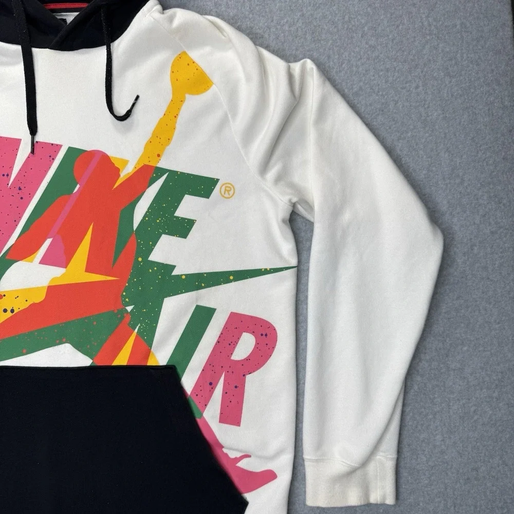 Jordan Hoodie Mens L White Black Jumpman Classics Nike Air Pullover CV7411-100